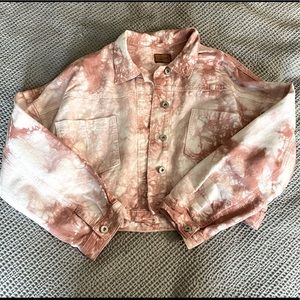 Never worn, pink and white tie-dye jean jacket. Size medium (fits true to size)